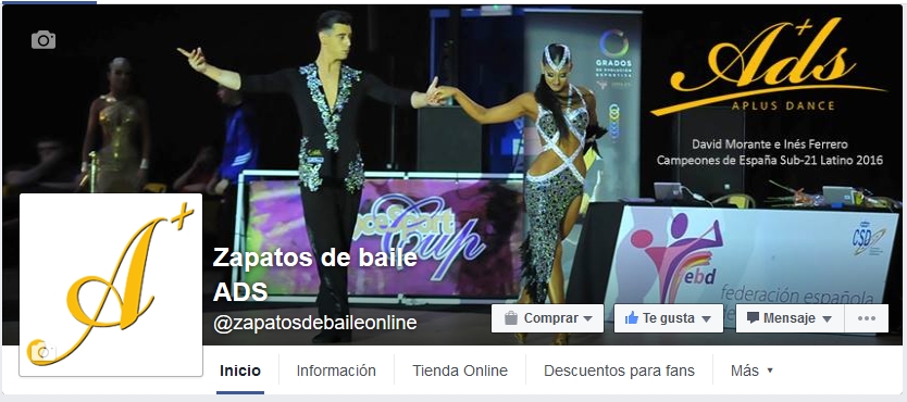 Pagina de facebook de zapatos de baile online ADS